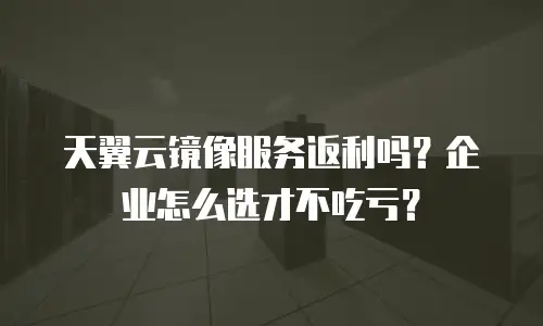 天翼云镜像服务返利吗？企业怎么选才不吃亏？