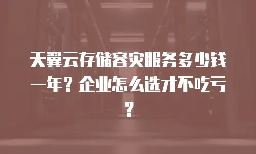 天翼云存储容灾服务多少钱一年？企业怎么选才不吃亏？