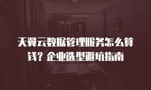 天翼云数据管理服务怎么算钱？企业选型避坑指南