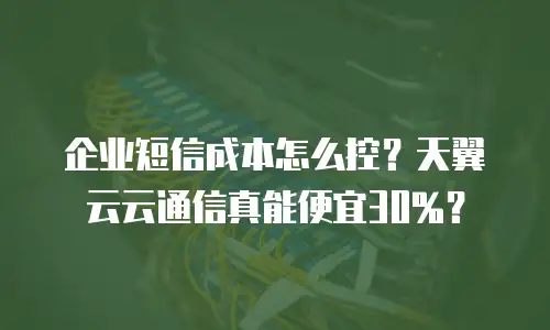 企业短信成本怎么控？天翼云云通信真能便宜30%？
