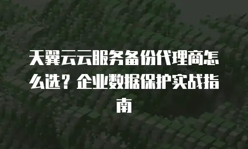 天翼云云服务备份代理商怎么选？企业数据保护实战指南