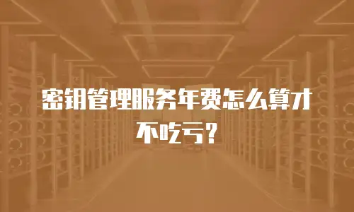 密钥管理服务年费怎么算才不吃亏？