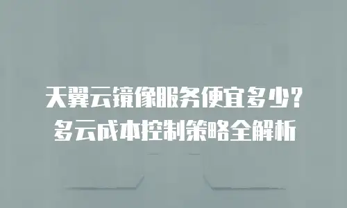 天翼云镜像服务便宜多少？多云成本控制策略全解析