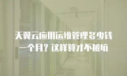 天翼云应用运维管理多少钱一个月？这样算才不被坑