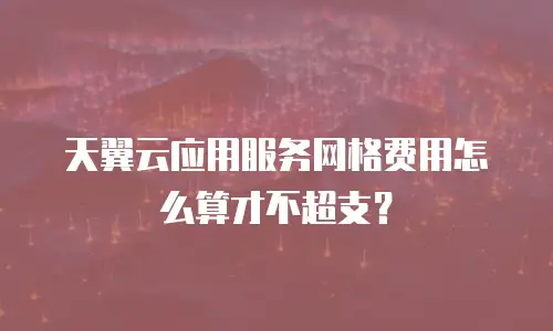 天翼云应用服务网格费用怎么算才不超支？