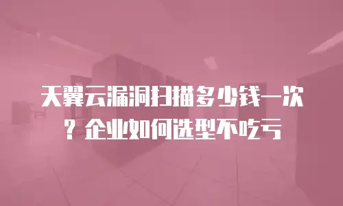 天翼云漏洞扫描多少钱一次？企业如何选型不吃亏