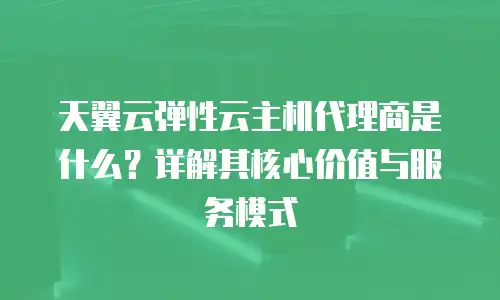天翼云弹性云主机代理商是什么？详解其核心价值与服务模式