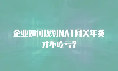 企业如何规划NAT网关年费才不吃亏？