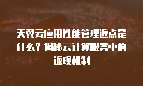 天翼云应用性能管理返点是什么？揭秘云计算服务中的返现机制