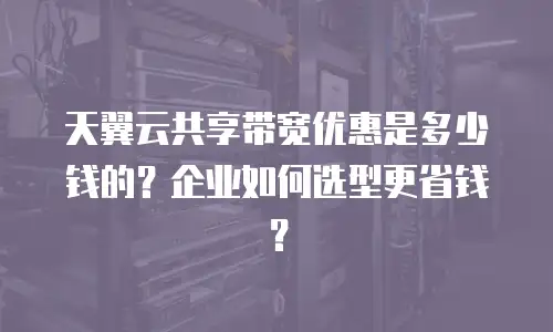 天翼云共享带宽优惠是多少钱的？企业如何选型更省钱？