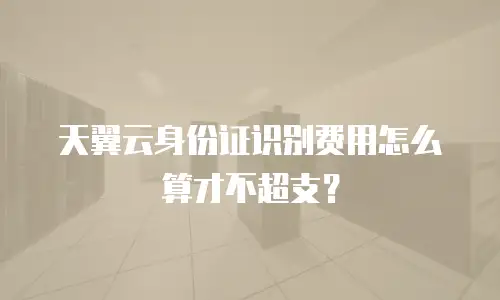 天翼云身份证识别费用怎么算才不超支？