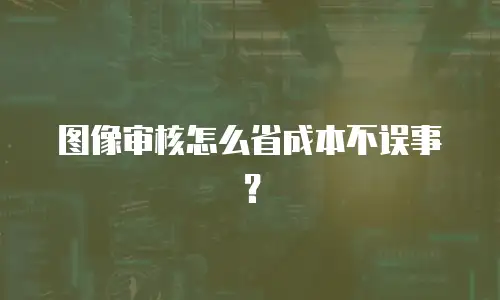 图像审核怎么省成本不误事？