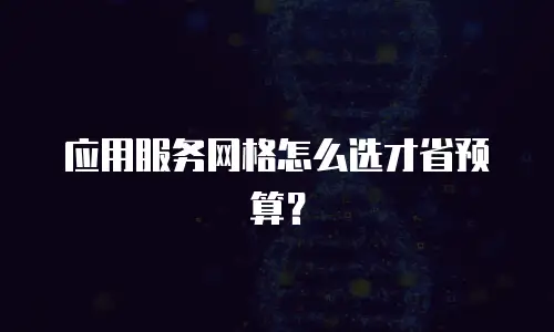 应用服务网格怎么选才省预算？