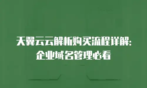 天翼云云解析购买流程详解：企业域名管理必看