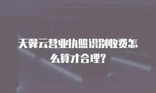 天翼云营业执照识别收费怎么算才合理？