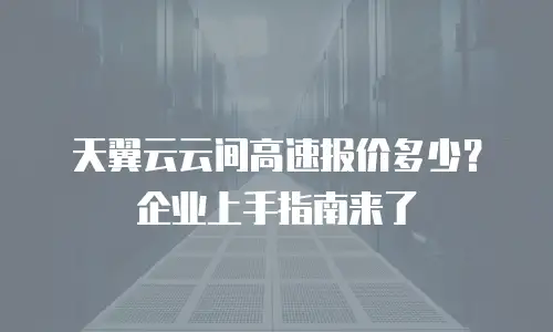天翼云云间高速报价多少？企业上手指南来了