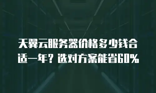 天翼云服务器价格多少钱合适一年？选对方案能省60%