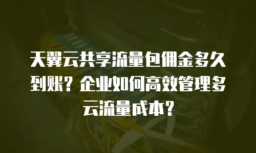 天翼云共享流量包佣金多久到账？企业如何高效管理多云流量成本？