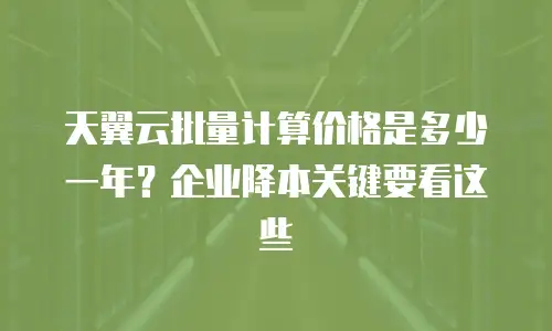 天翼云批量计算价格是多少一年？企业降本关键要看这些
