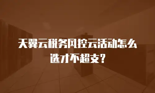 天翼云税务风控云活动怎么选才不超支？