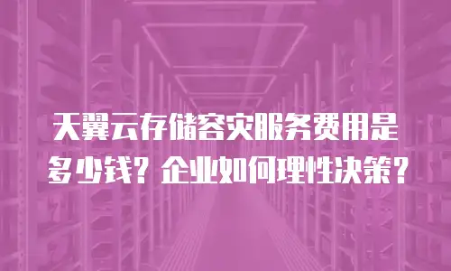 天翼云存储容灾服务费用是多少钱？企业如何理性决策？