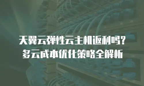 天翼云弹性云主机返利吗？多云成本优化策略全解析