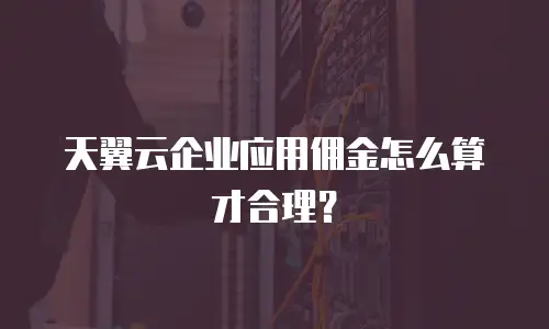 天翼云企业应用佣金怎么算才合理？
