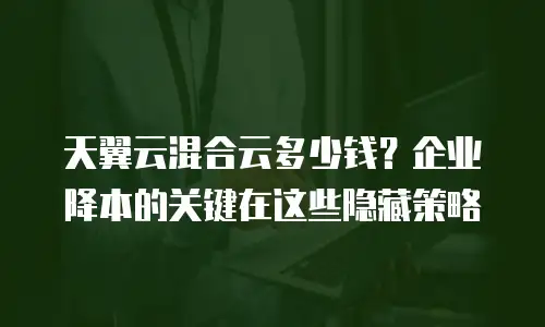 天翼云混合云多少钱？企业降本的关键在这些隐藏策略