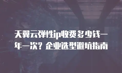 天翼云弹性ip收费多少钱一年一次？企业选型避坑指南