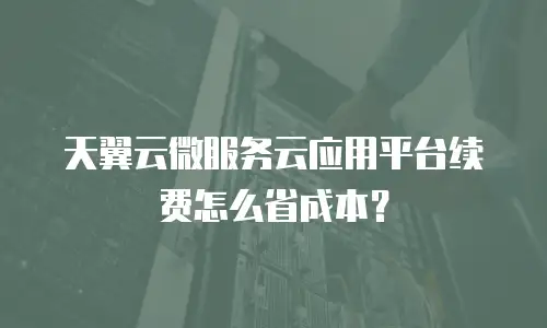 天翼云微服务云应用平台续费怎么省成本？