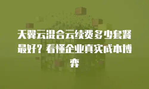 天翼云混合云续费多少套餐最好？看懂企业真实成本博弈