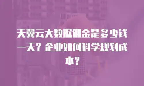 天翼云大数据佣金是多少钱一天？企业如何科学规划成本？