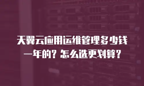 天翼云应用运维管理多少钱一年的？怎么选更划算？