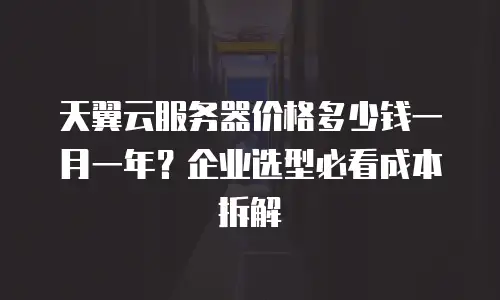 天翼云服务器价格多少钱一月一年？企业选型必看成本拆解