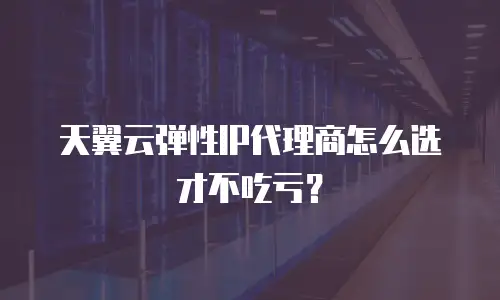 天翼云弹性IP代理商怎么选才不吃亏？