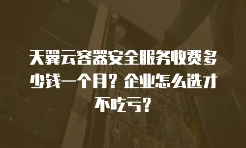 天翼云容器安全服务收费多少钱一个月？企业怎么选才不吃亏？