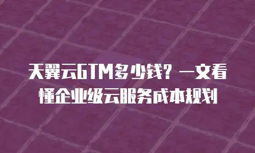 天翼云GTM多少钱？一文看懂企业级云服务成本规划