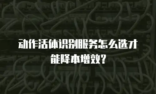 动作活体识别服务怎么选才能降本增效？