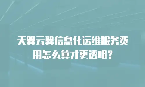 天翼云翼信息化运维服务费用怎么算才更透明？
