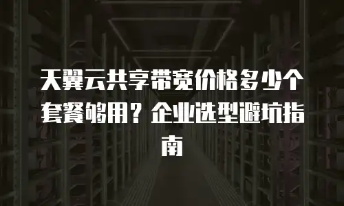 天翼云共享带宽价格多少个套餐够用？企业选型避坑指南