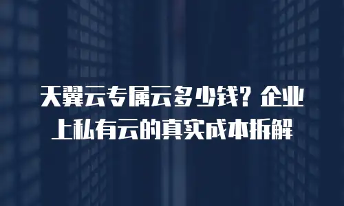 天翼云专属云多少钱？企业上私有云的真实成本拆解