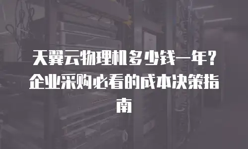 天翼云物理机多少钱一年？企业采购必看的成本决策指南