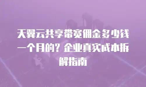 天翼云共享带宽佣金多少钱一个月的？企业真实成本拆解指南