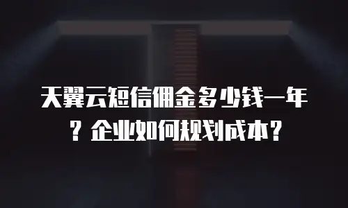 天翼云短信佣金多少钱一年？企业如何规划成本？