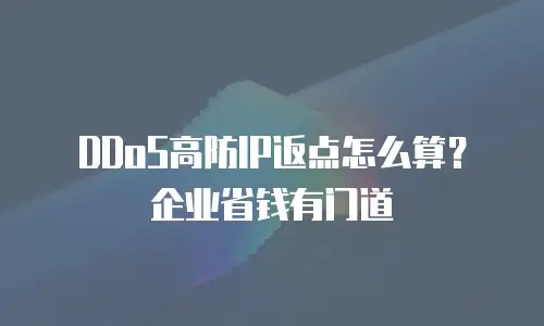 DDoS高防IP返点怎么算？企业省钱有门道
