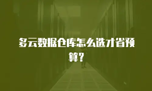 多云数据仓库怎么选才省预算？