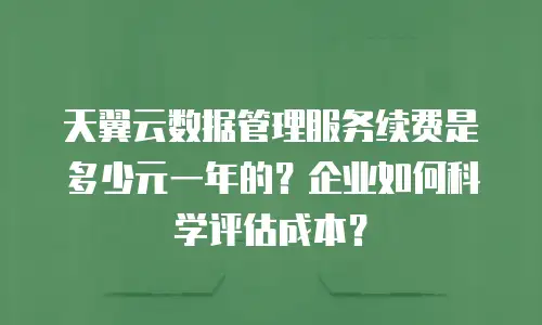 天翼云数据管理服务续费是多少元一年的？企业如何科学评估成本？