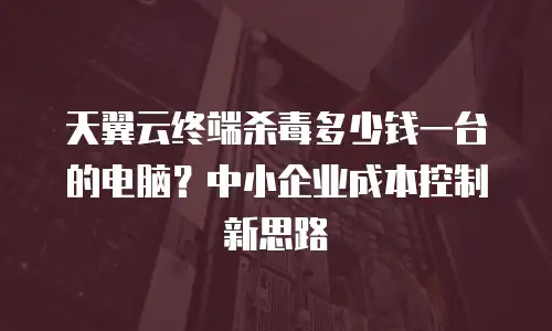 天翼云终端杀毒多少钱一台的电脑？中小企业成本控制新思路