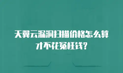 天翼云漏洞扫描价格怎么算才不花冤枉钱？