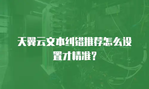 天翼云文本纠错推荐怎么设置才精准？